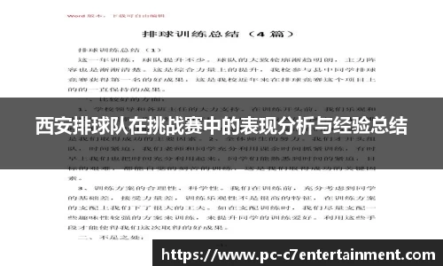 西安排球队在挑战赛中的表现分析与经验总结